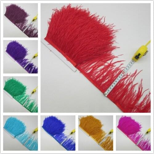 Beatiful 10Yard High Quality Ostrich Feather Trim Fringe Feather Ribbon 10-15CM/4-6Inch Width Sewing Crafts Costumes Decoration