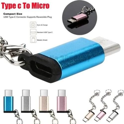 200pcs USB Type C Adapter With Keychain Charge Data Sync Converter For Samsung Note 8 LG Huawei Mate9 USB C OTG Adapter