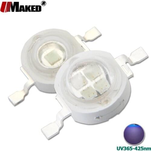 5pc LED Chip 3/5W Purple Light LEDs UV 365 370 385 395 400 410 425nm Ultraviolet SMD COB Doide Functional lamp LED Light Beads