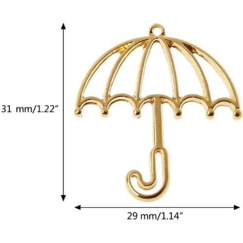5Pcs Gold Umbrella Resin Frame Open Bezels Setting Blank Pendant Jewelry Making