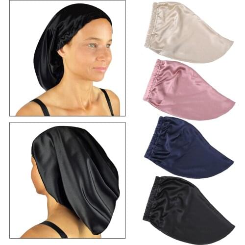 Satin Silk Sleep Cap Slouchy Beanie Slap Hat — Soft Elastic Band, Stay All Night