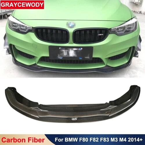 PSM Style Real Carbon Fiber Front Bumper Lip Shovel Above Below For BMW F80 F82 F83 M3 M4 Cab 2014 Up Modification Car Protector