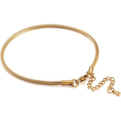 10Pcs Stainless Steel Snake Chain Bracelets European Charm Basic Bracelet Fashion Women Beads DIY Jewelry 7-7/8"(200mm); 2.5mm