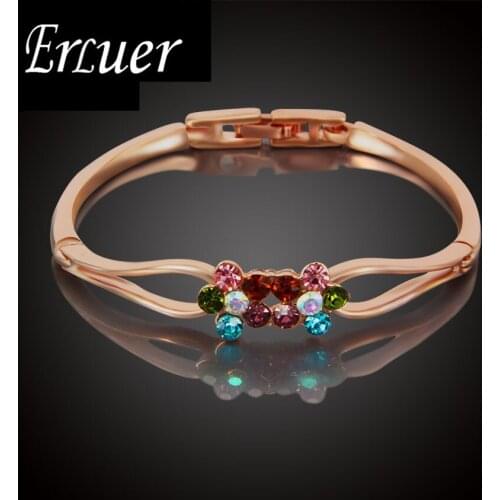 ARUEL Fashion Rose Gold Color Cuff Bracelets & Bangles For Women Exquisite Austrian Crystal Jewelry Pulsera Bijoux Party Gifts