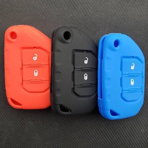Car Key Case Protector Cover REMOTE Control Holder FOR JEEP WRANGLER JL Silicone 2 Button Flip FOB