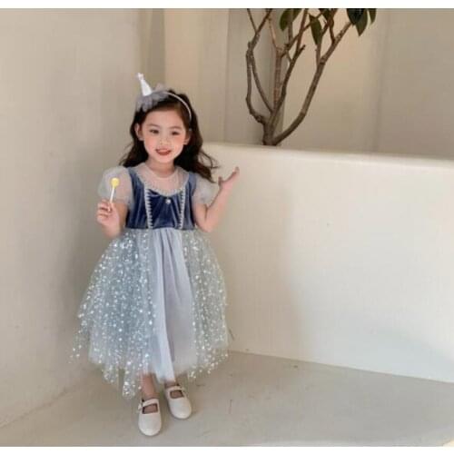 Cultiseed Baby Girls Sweet Cute Mesh Patchwork Birthday Party Princess Dress Clothes Children Kids New Puff Sleeve Ball Gowns