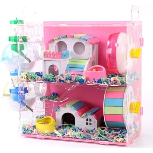 Hamster House Acrylic Guinea Pig Cage Double-layer Oversized Villa Small Pet Supplies Toy Set HAmsterdam Bservation Nest