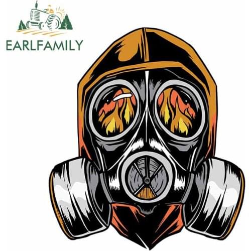 EARLFAMILY 13cm x 11.3cm For GAS MASK WITH FIRING Car Window Stickers Surfboard Fine Decal Graffiti Sticker Waterproof Decor