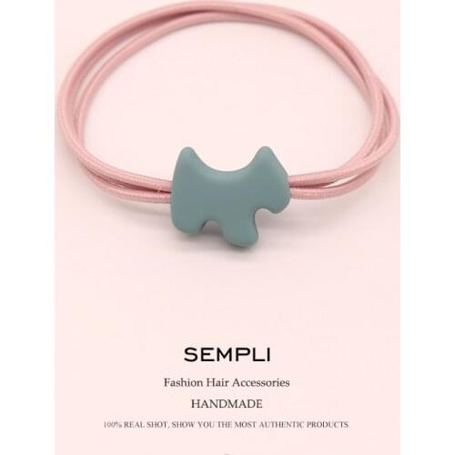 Sempli High Elasticity Elastic Scrub Puppy Dog Schnauzer Gum For Women Hair Band Kid Children Rubber Band Hair Accessories New