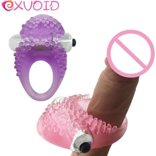 EXVOID Bullet Vibrator Silicone Cock Rings Delay Ejaculation Sex Toys for Men Male Erection Long Lasting Vibrating Penis Ring