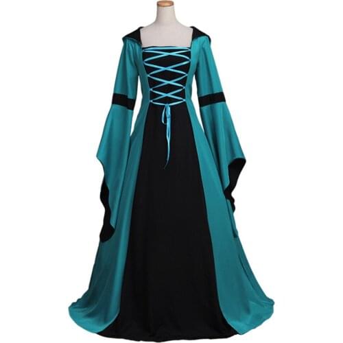 Gothic Medieval Dress Victorian Elizabeth Hooded Dress Cosplay Costume Carnival Party Dress Custom Made