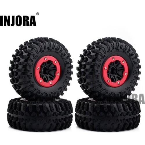 INJORA 4PCS 2.2" Beadlock Wheel Tires for 1:10 RC Rock Crawler Car Axial SCX10 RR10 90048 Wraith