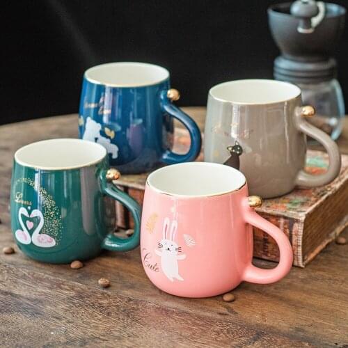 Animal tail ceramic cup cup mouth gold line high-grade water cup German ceramic glazed mark cup