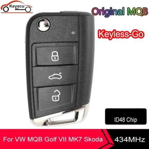 KEYECU OEM Keyless-Go Remote Key 434MHz MQB ID48 for VW Volkswagen MQB Golf VII MK7 Jetta Polo,for Skoda Seat Octavia A7 2017