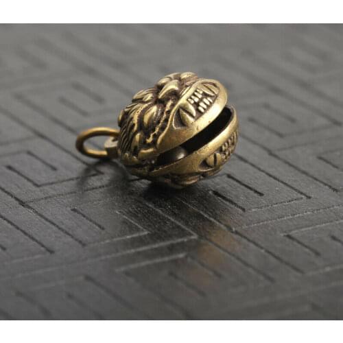Chinese old Antique Collectible Brass Tiger head small bell Exquisite Pendant