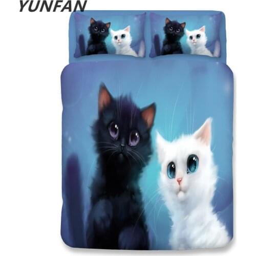 Cartoon Cat Bedding sets twin queen king Quilt Cover cute Pillow Case single double girls luxury duvet cover set blue bedclothes