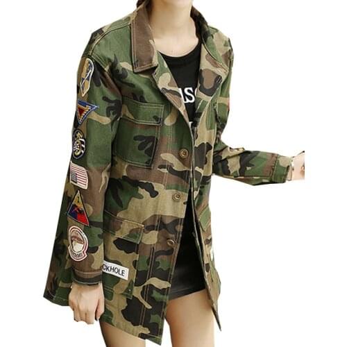 New Women Autumn Winter Camouflage BF Camo Jacket female Military Fatigues Restoring Pockets Army Green Jacket top 2021 Y1126