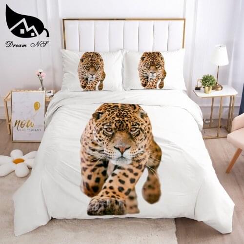Dream NS White and Black Wolf Lion Cheetah roupa de cama Bedding Home Textiles Set Queen Bedclothes Duvet Cover Bedding Sets