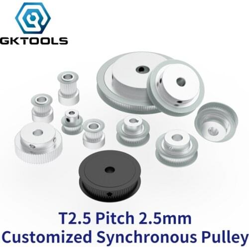 GKTOOLS Metric Trapezoid T2.5 Synchronous Pulley Pitch 2.5mm Gear wheel Manufacture Customizing all kinds of T2.5 Timing pulley