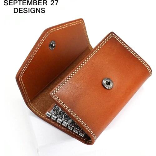 New Fashion Key Wallets Genuine Leather Women Retro Key Bag Men Purse Vintage Housekeeper Keychain Cowhide Card Holder Case