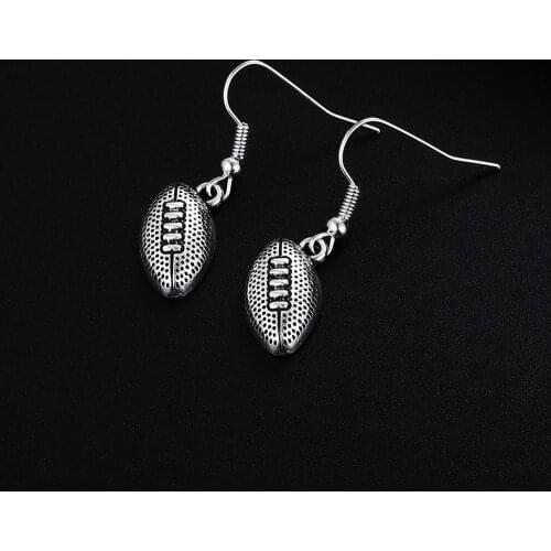 Trendy Vintage Rugby Football Shape Dangle Earrings for Women Girl Retro Drop Earrings Cute Small Object Earring Jewelry Bijoux