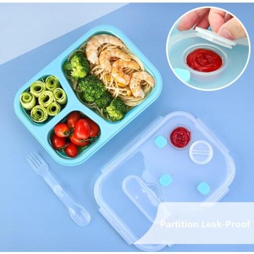 New Portable Silicone Folding Lunch Box With Sauce Area Partition Leak-Proof Microwave Food Storage Container