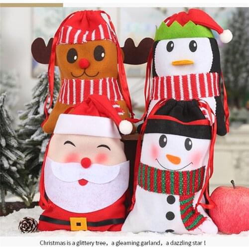 NEW Drawstring Christmas Gift Bags Decorations Xmas Storage Packing Wrapper Supplies Decor Gift Christmas Tree Presents