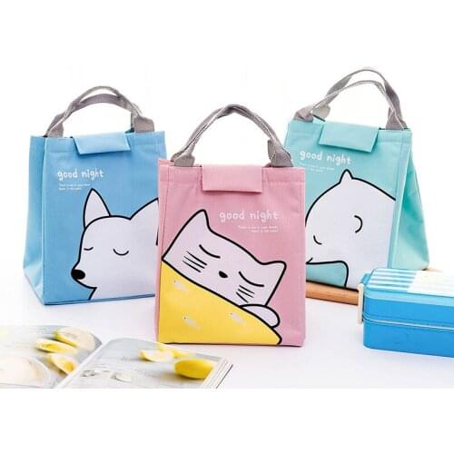 Cooler Lunch Bag Fashion Cute Elephant Cat Food Tote Work School Pouch Thermal Breakfast Case Women Picnic Travel Lunch Box Bags