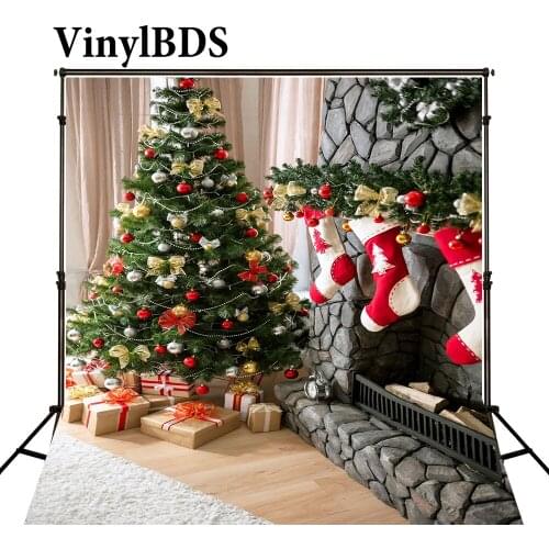 VinylBDS Merry Christmas Backdrop Stove Sock Christmas Background Photography Fundos Para Fotografia For Child J02154
