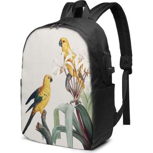 Macaw Tropical Illustration Women Men Backpack USB Charge School Bag For Girl Boy Travel Laptop Bookbag Daypack