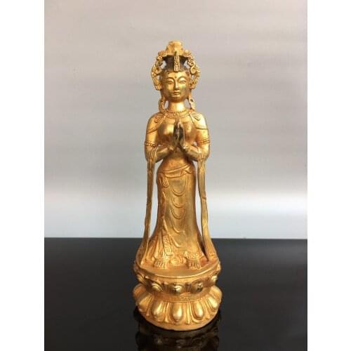 12" Tibet Buddhism Temple bronze Gilt gold Nine Heavens Xuanwu Buddha Statue The goddess of ancient times Empyrean Fairy