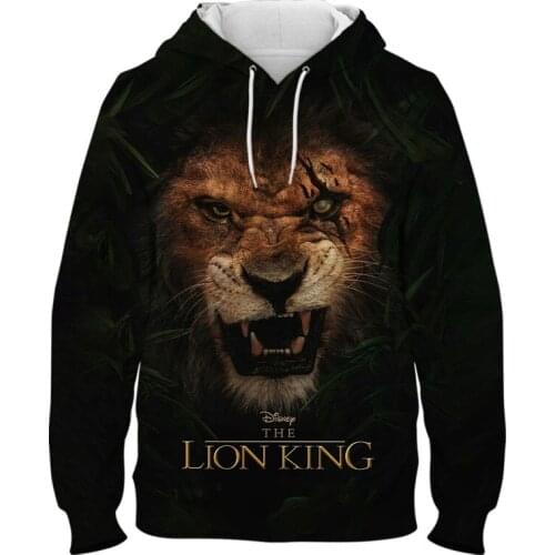 2021 The Lion King 3D printed Hoodie Boys and girls street fashion elements spring and autumn Men Women Sweatshirt long sleeve
