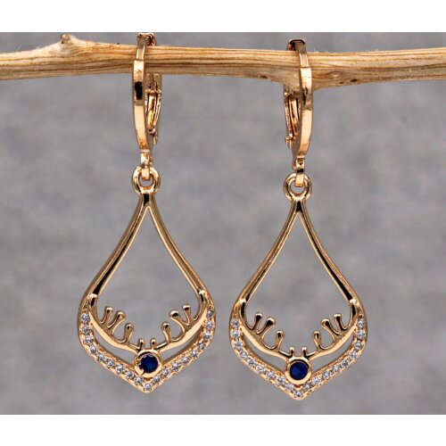 Trendy Gold Copper Plated Elk Earrings White Green Zirconia Stone For Women Girls Fashion Jewelry Accessories Wedding Gift