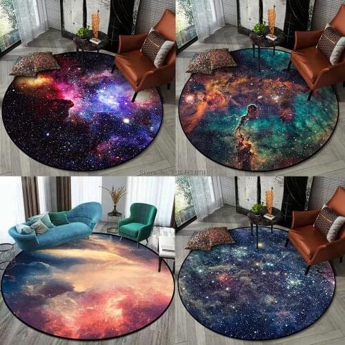 Gorgeous Starry Sky Space Green Blue Purple Living Room Bedroom Hanging Basket Chair Non-slip Round Mat Carpet Customization