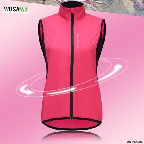 WOSAWE-Womens Sleeveless Waterproof Reflective Vest Cycling Jacket Long Sleeve Hooded Windproof Cycling Jacket Outdoor Sports