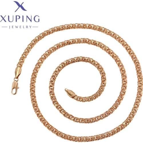 Xuping Jewelry Fashion No Stone Man Statement Chain Necklace with Rose Gold Color A00674953