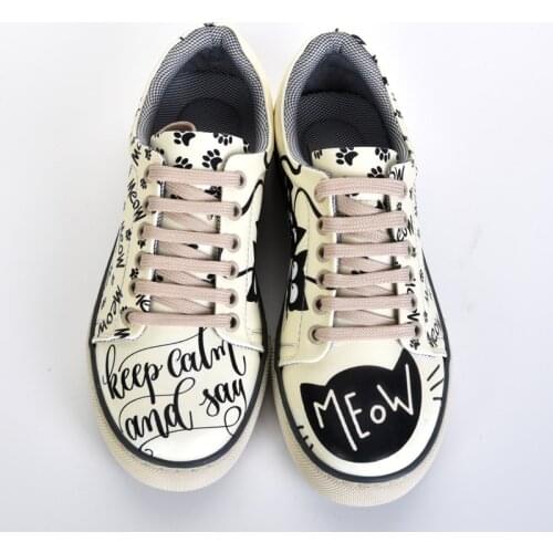Meow Themed SpecialDigital Print Colorful Patterned Womens Sports Shoes Classic Shoes Flat Camouflage Casual Shoes Fashion