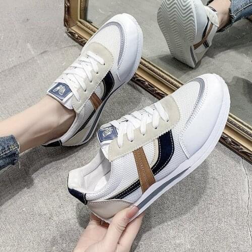 Women Sneakers Platform Mesh Colorblock Sneakers Casual Breathable Flat Sports Shoes Outdoor Comfortable Vulcanized Running Shoe