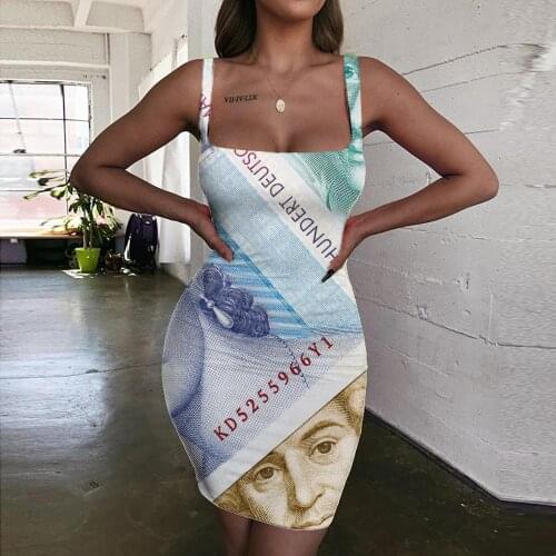 Giyu Brand Money Dresses Women Letter Halter Sleeveless Harajuku Sundress Abstract Vestido Sexy Gothic 3d Print Womens Clothing