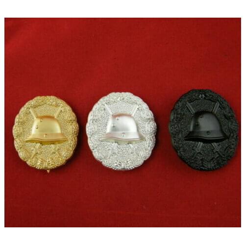 3PCS WW1 WWI GERMAN ARMY SILVER GOLD BLACK WOUND BADGE PIN BACK TYPE MEDAL BADGE