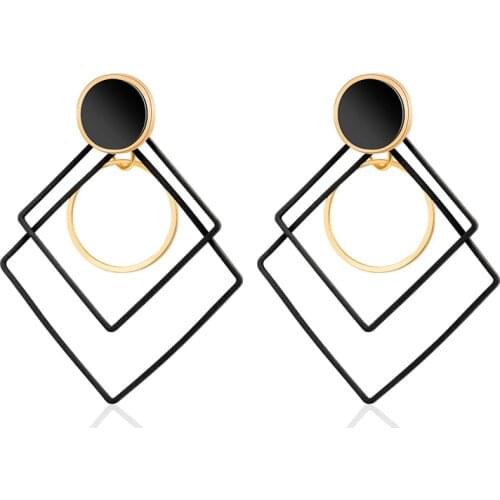 X&P 2021 Trendy Korean Metal Women Drop Earrings Hollow Geometric Dangle Earrings for Girls Round Earrings Fashion Gift