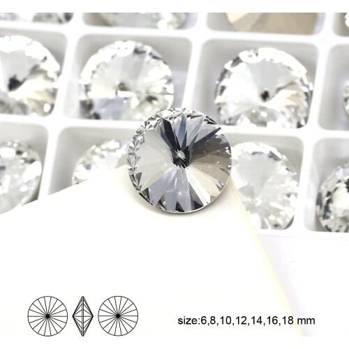 3D Nail Art Decorations Diamonted Applique Crystal Stone K9 Glass Strass Rhinestones For Clothes Jewelry Round Rivoli Shape