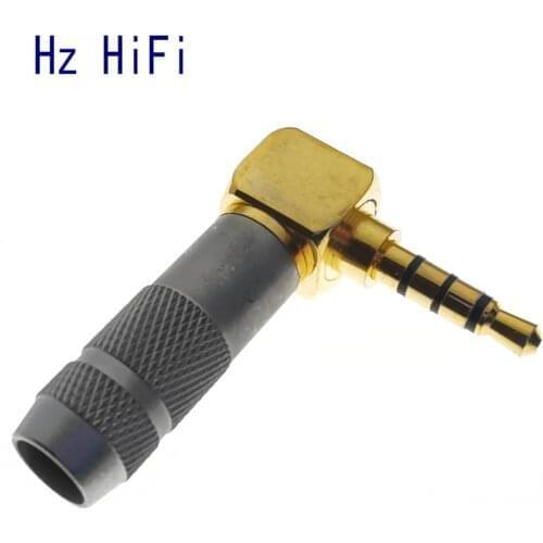 5PCS High quality Gold plated 3.5mm Stereo 4 Pole Male Plug 90 degree Audio Connector Solder