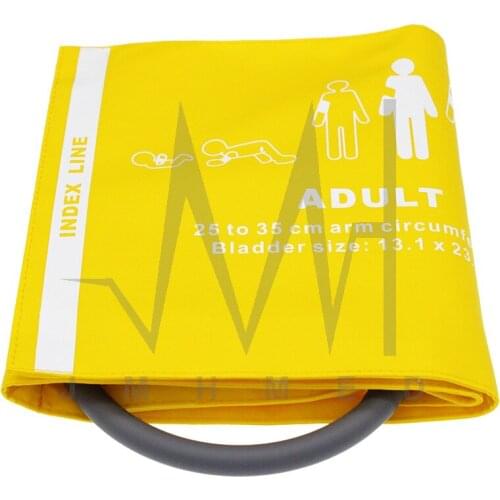 5pieces Reusable PU leather Blood Pressure Cuff for Adult 25-35cm arm,40cm air single/double Hose Yellow Color