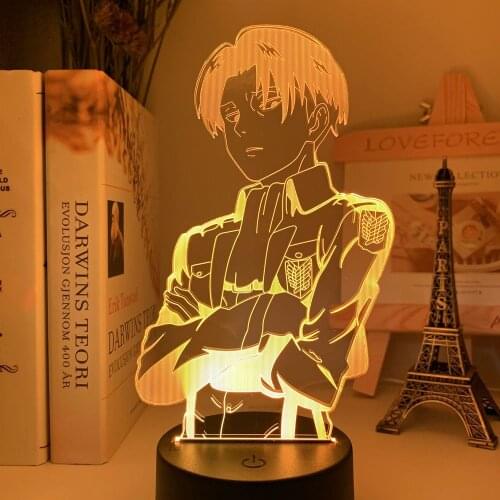 Acrylic Table Lamp Anime Attack on Titan for Home ROOM Decor Light COOL Kid Child Gift Captain Levi Ackerman Figure Night Light