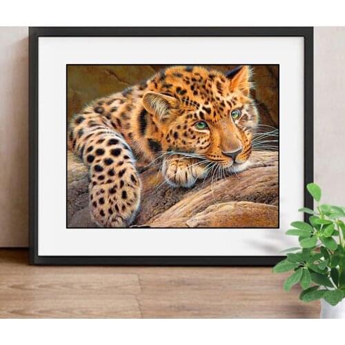 DIY 5D Diamond Embroidery Leopard Patterns Needlework Gift Unfinished Decor Full Square Animals Diamond Painting Set