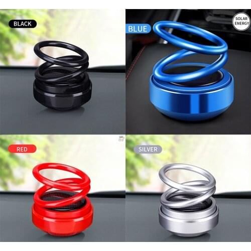 Car Air Purifier Perfume Solar Double Ring Rotating Suspension Essential Oil For Auto Interior Decoration Solid Perfume