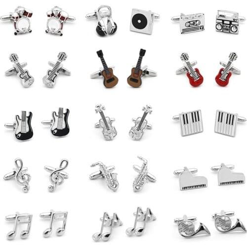 Free Delivery High Quality French Cufflinks Light Luxury Creative Instrument Guitar Stand Drum Key Notes Violin Cufflinks