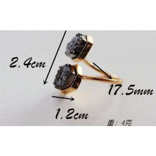 One Piece Adjustable Size Minimalist Black Geometric Stone Rings For Women Alloy Nickel Free fj389