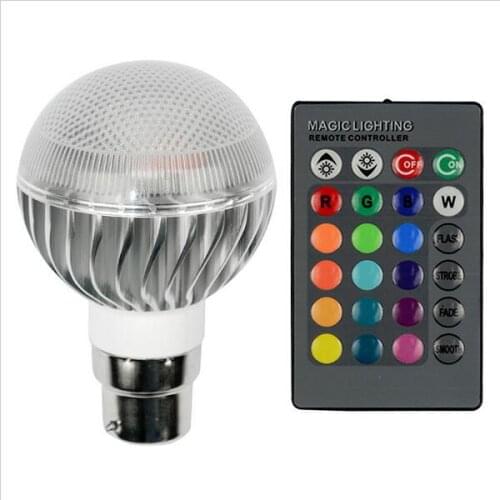 RGB Dimmable E27 E14 GU10 B22 LED bulb Light 90-260V 16 Colors 9W RGB LED Lamp + 24key IR Remote Control